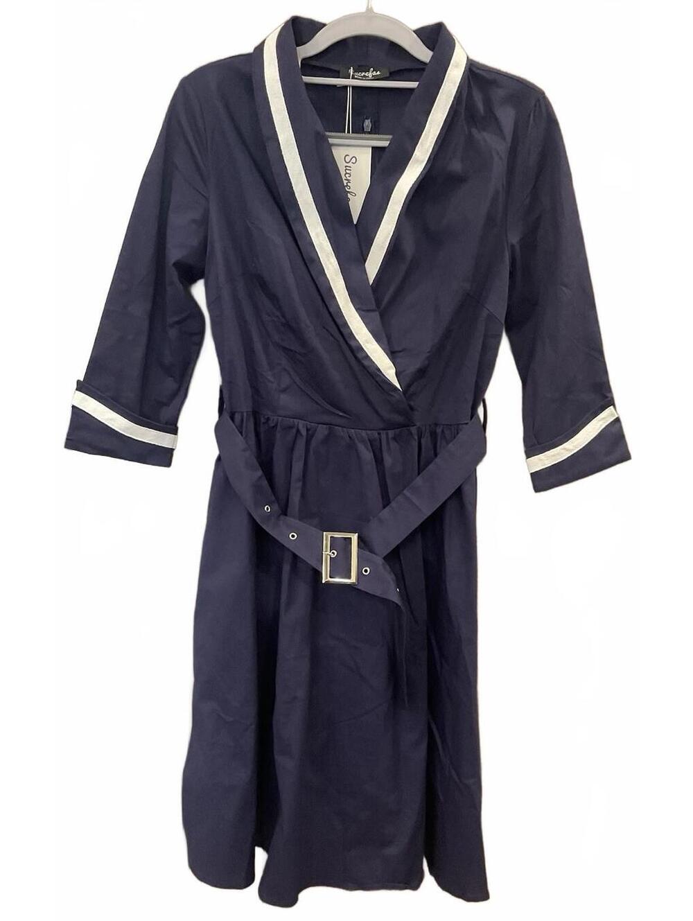 NWT Sucrefas Womens 1950’s style 3/4 Cuff Sleeve ZIP Back W/ Belt Size M
